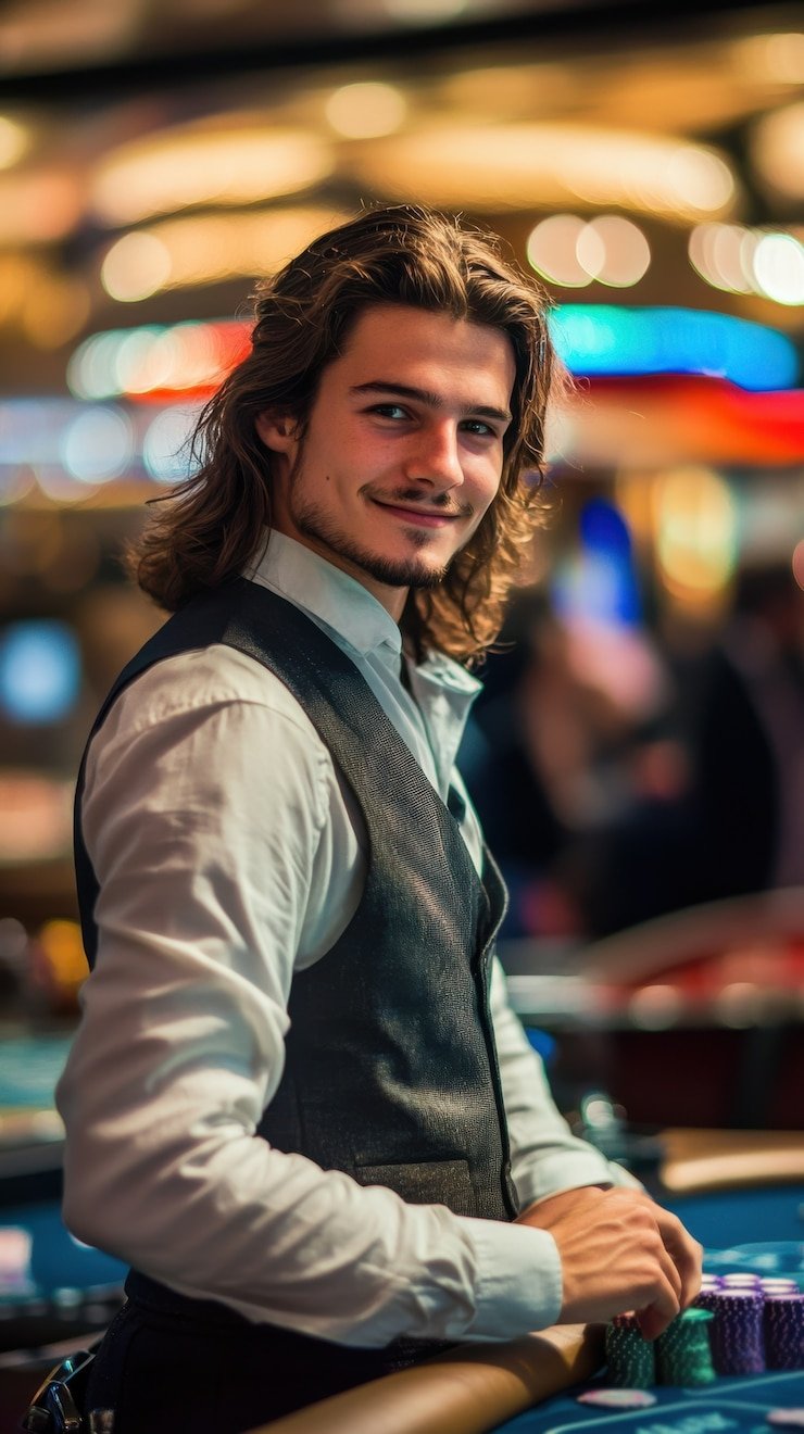 Meja blackjack dengan dealer langsung di Evolution Gaming